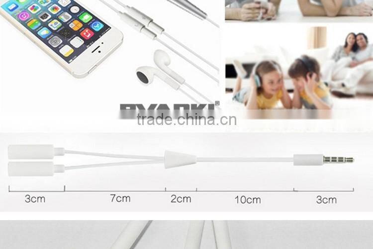 2016 online shopping Custom aux cable wholesale for iphone 3.5mm Y Splitter Audio Cable 1 male to 2 female audio cable