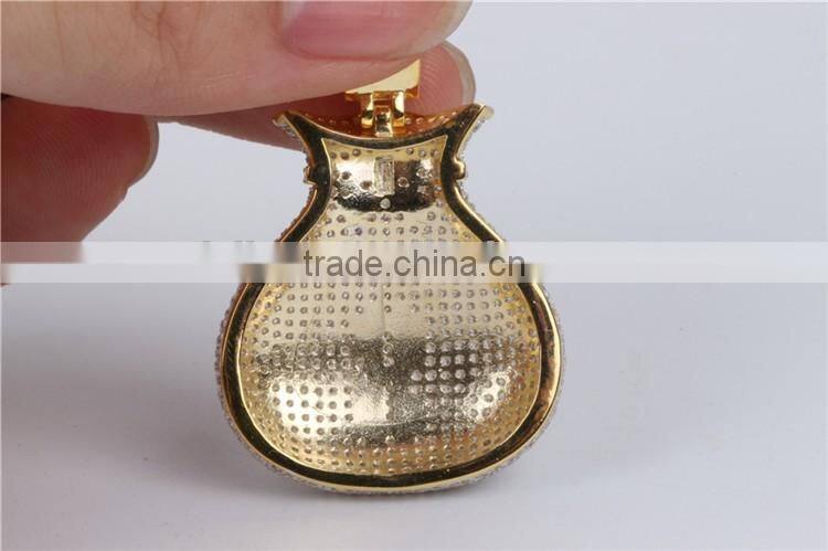 2016 latest hot selling high polished micro setting hip hop jewelry money porket pendant