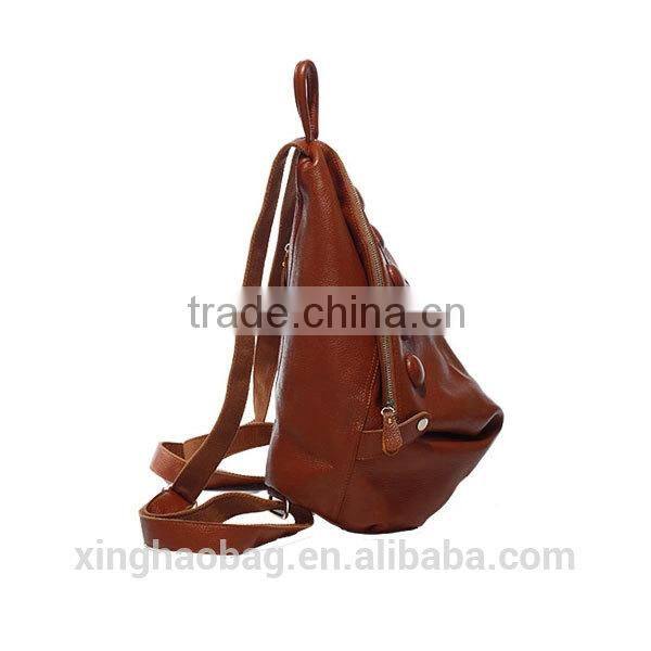 Genuine leather triangle shaped backpack for lady