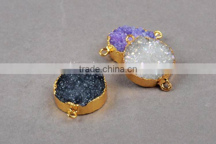 New Tiny Druzy Necklace Gold Filled Raw Crystal Drusy Pendant Necklace Simple Semi Jewelry Findings in China