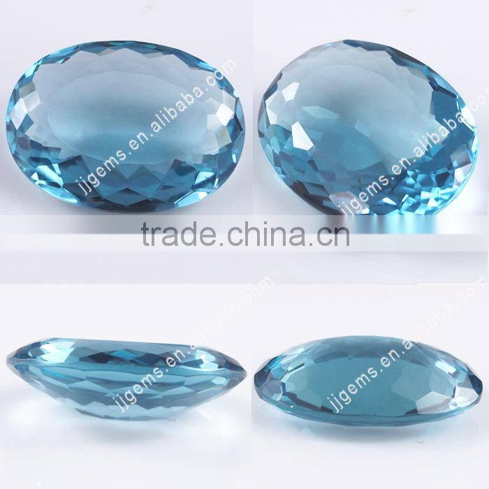 Large Size Oval Synthetic Aquamarine Blue Quartz For Sale