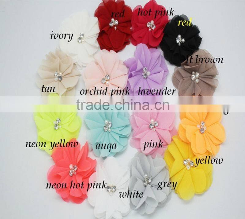Artifical Lace Fabric Ballerina Flower With Rhinestones For Headband