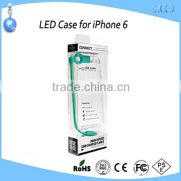high quality led phone case for iphone 6 with USB cable