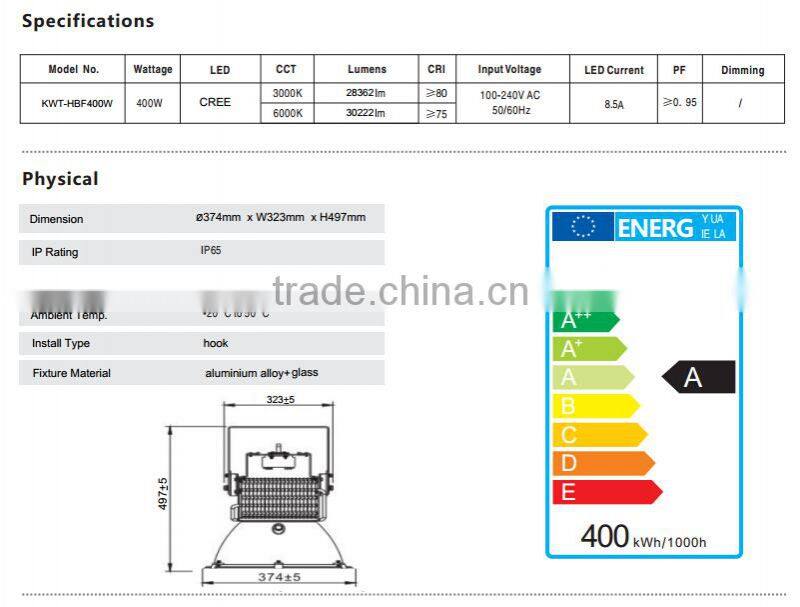 2015 China Wholesale IP65 Industrial LED High Bay Light With Meanwell Driver 100W-500W