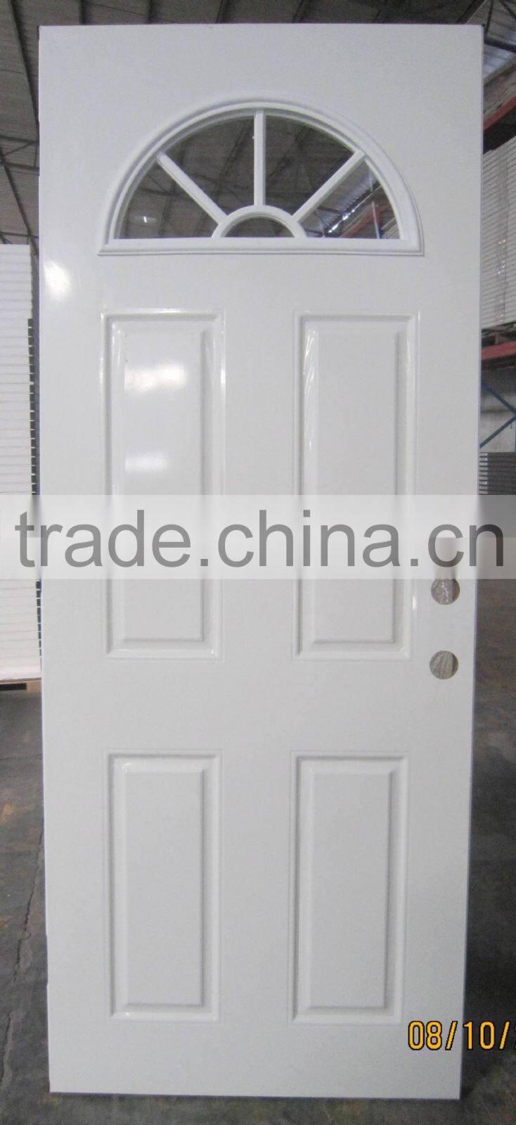 3 panel steel door with decorative glass