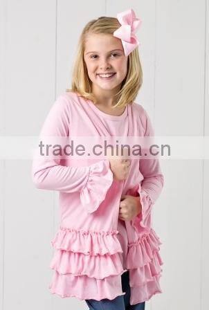 Stylish Long Sleeve ruffled children Cardigan Buttonless girls cardigan