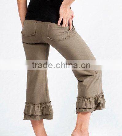 Miss123 Plus Size Yoga waist Women's Formal Capri Pant Suits ruffle pant suit