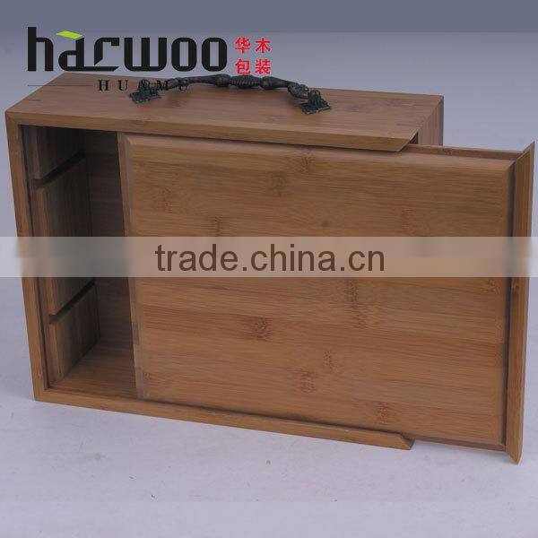 Bamboo storage boxes with slid lids