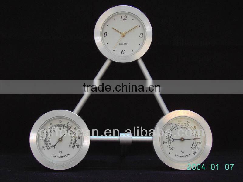 metal weather station clock, business gifts set, thermometer & hygrometer clock