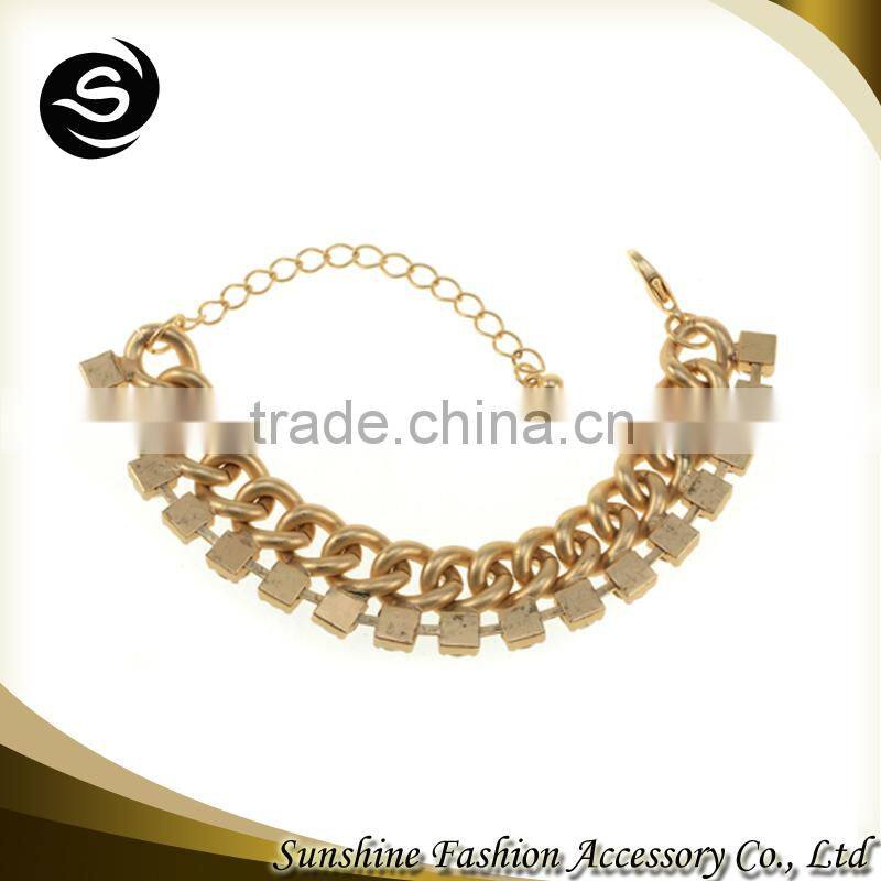 Chain link bracelet for 2015 gold chains jewelry plated in gold bracelet hand chain manufactured in Yiwu China