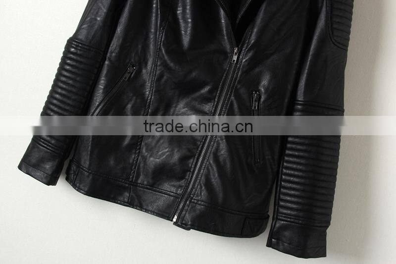 Eco-friendly most popular UK women pu leather jacket 2014 deft design jacket