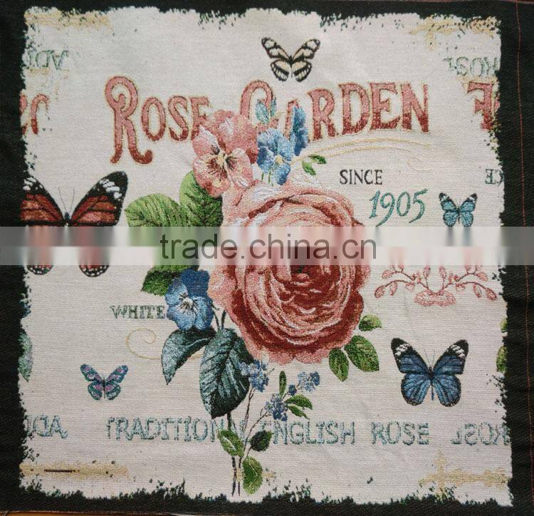 jacquard cushion polycotton cushion for home &hotel decoration &promotion&gift white rose design-37