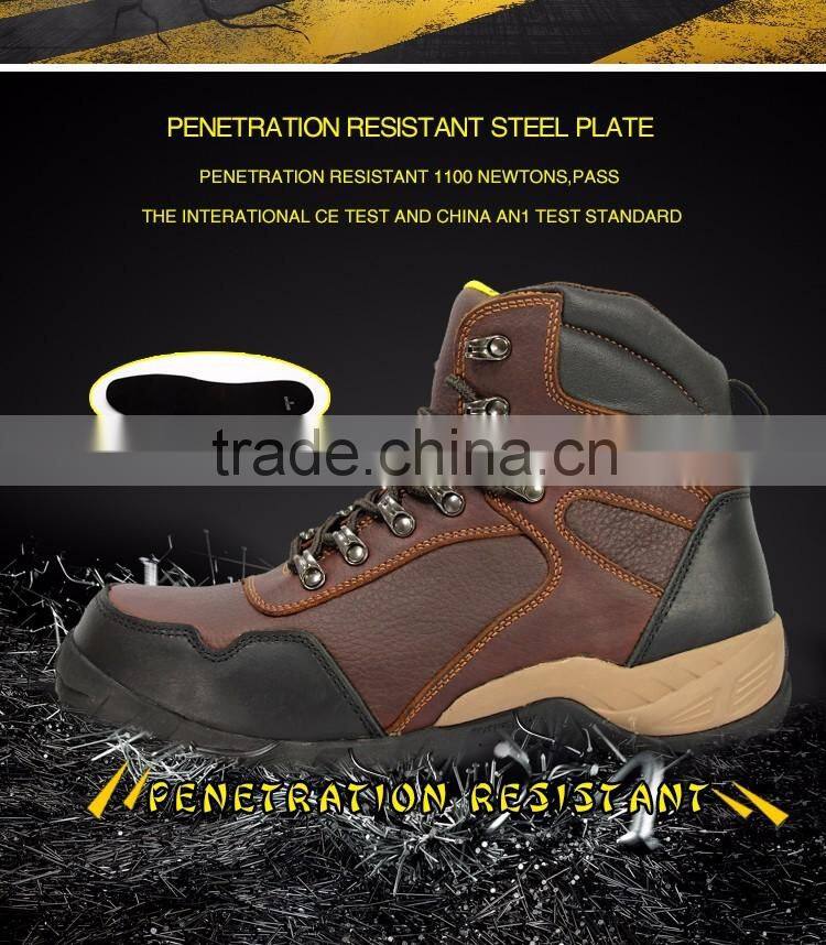 Top brand high quality full grand leather rubber sole safety boot