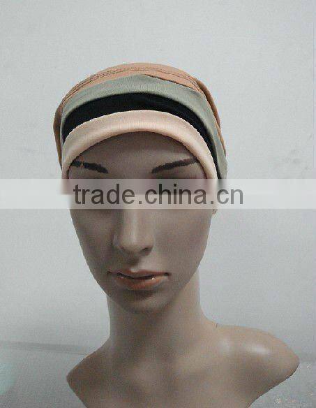 C004 new muslim underscarf with 3 lines,cotton underscarf and hats