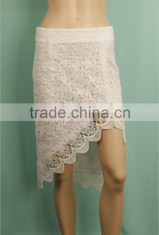 2016 S/S short fancy designs ladies unique white lace long skirts
