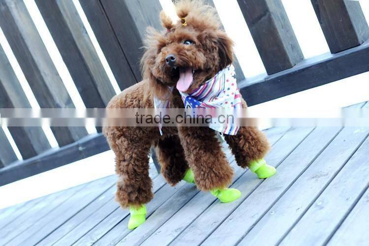 2016 Fashion siliconeNonslip Sole Hook Loop Dog Rainshoes /Pets Doggie shoes/Pet Rain Boot Sole