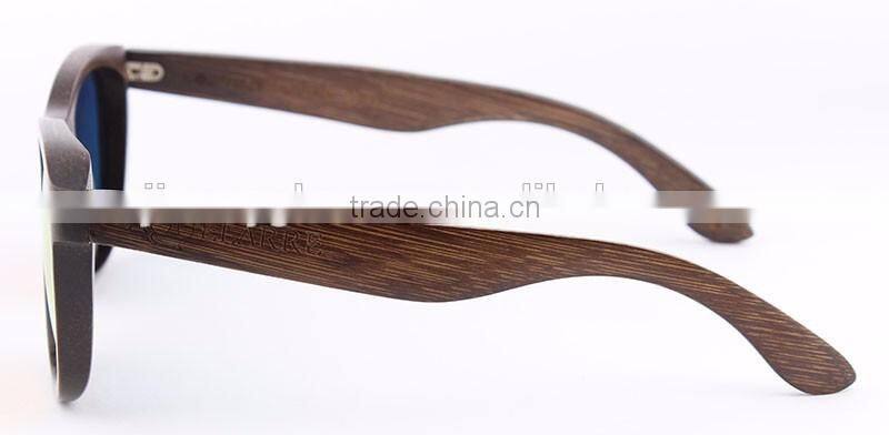 Fashion Designer Brown Stained Bamboo Sunglasses Red Mirror Polarized Oken Glases Eyewear