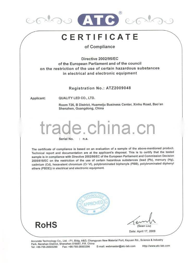 Ireland led cabinet light UL test