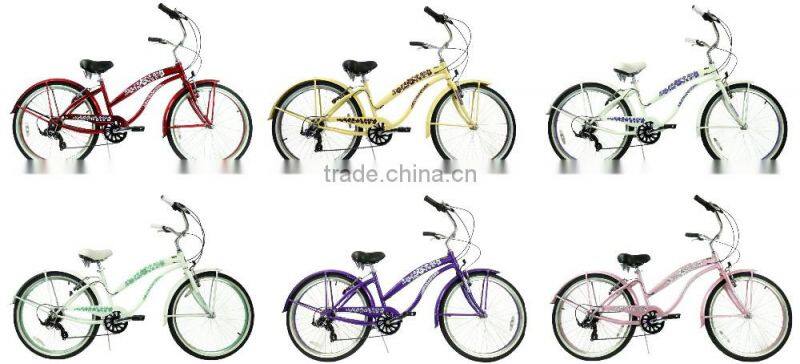 2016 NEW fashion design colourful lady chopper bicycle beach cruiser bike/High quality beach cruiser frame/26 inch beach cruiser