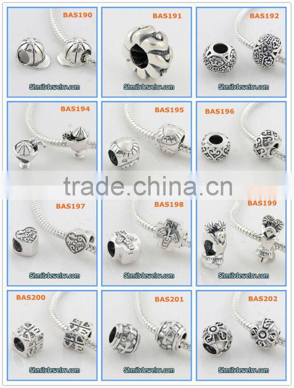 Wholesale 925 Sterling Silver White CZ Heart Beads BCZ46B