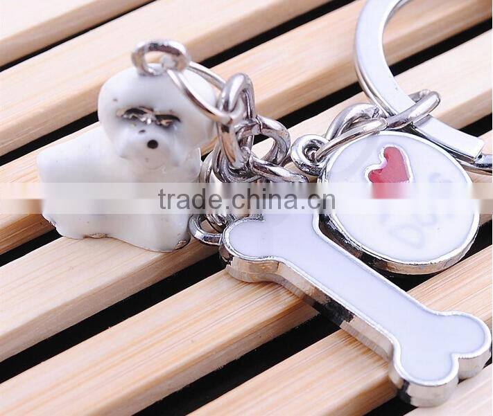 cute mini Tenerife Bijon Frise keychain hard pvc zine alloy lover key ring