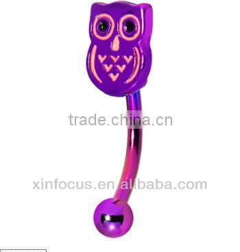 Purple Anodized Titanium Owl Eyebrow Ring body jewelry Eyebrown Piercing Ring Jewelry
