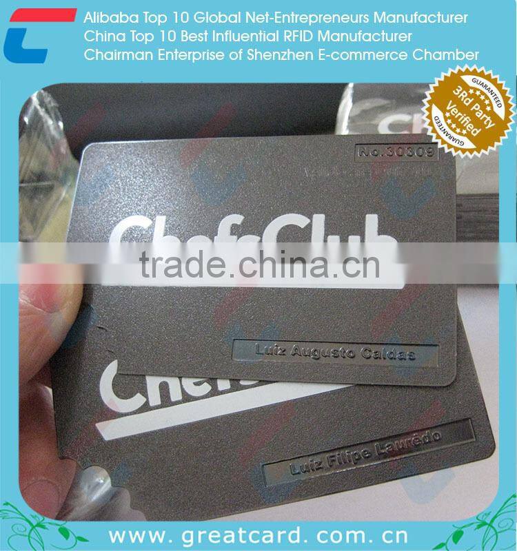 High End Black Anodized Stainless Steel Metal Member Card