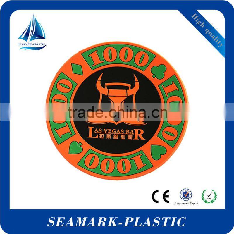 2016 eco-friendly custom design silicone rubber heart shape coaster dringking bar mat