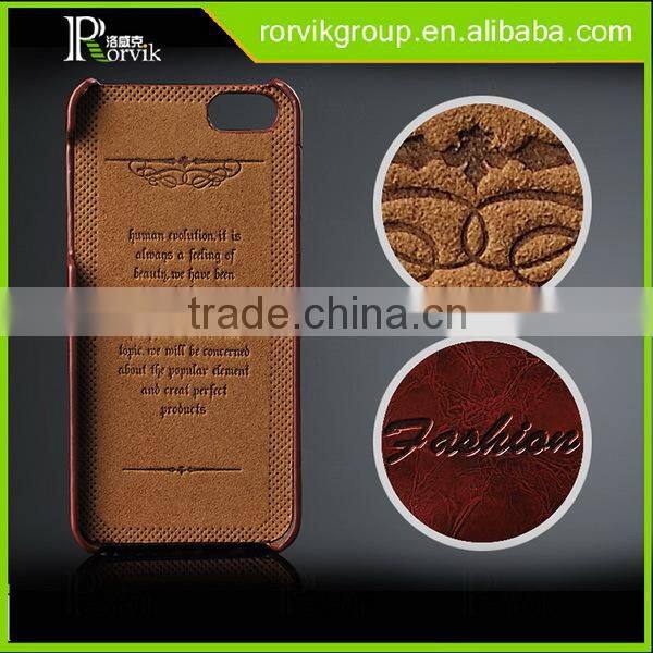 Premium PU Leather Surface Coated Non Slip Slim Fit PC Back Hard Case Cover for iPhone SE 5S 5