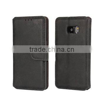 White PU leather cell phone case with wallet and card slots for samsung galaxy S7/S7 edge