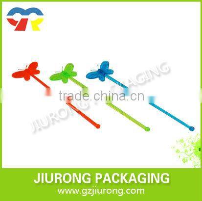 Disposable cocktail stirrer with different colors and shape plastic cutter and fork