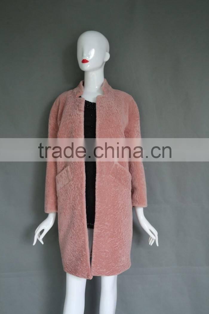 Factory direct whoesale lady's sheared merino lamb fur double face jacket