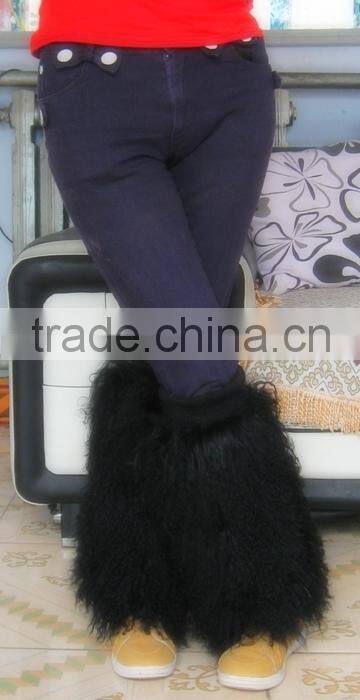 Vintage Style Leg Warmers Of Mongolian Sheep Fur Boots Fur Sleeves Warmer