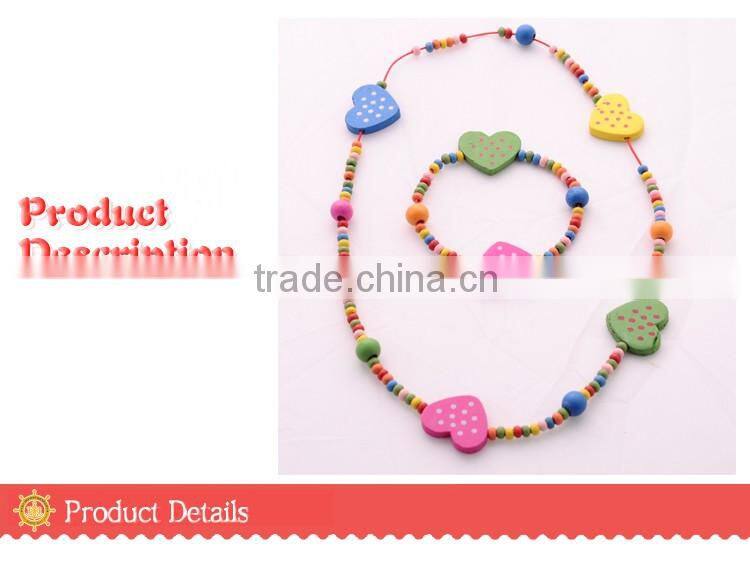 >>>2016 YIWU T&J New Korean style kids candy color heart children fashion handmade beaded necklace bracelet jewelry set/