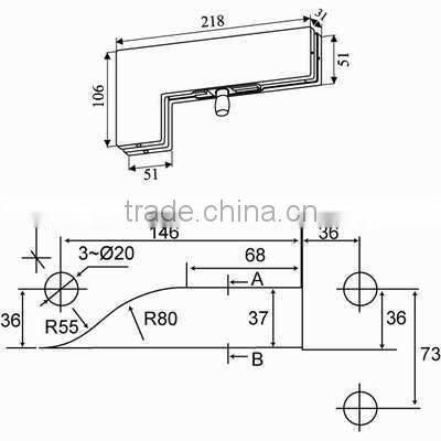 Corner L patch fitting, glass clamp