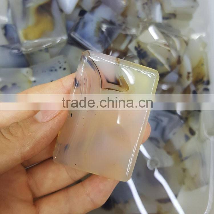 Rectangle-shaped Polished Agate Stone Slab Pendants