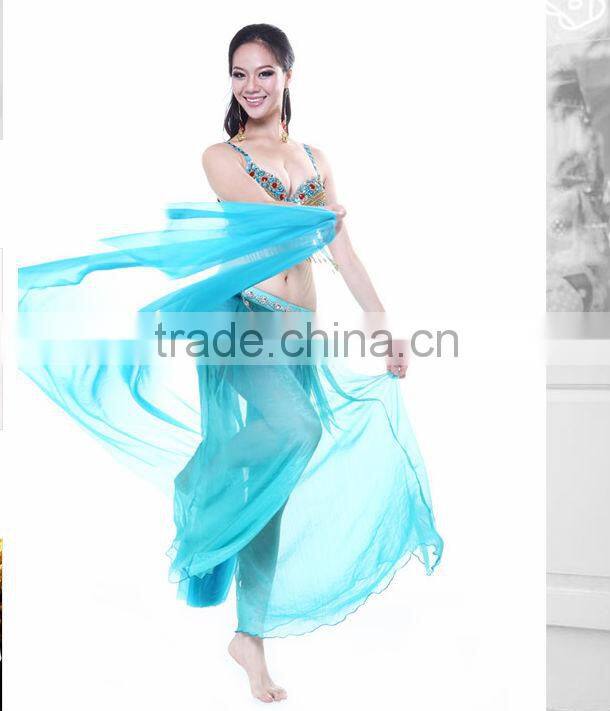 2014 High Quality Handmade Silk Beautiful Comfortable Indian Belly Dance Pants, Light Green Belly Dance Pants(2132)