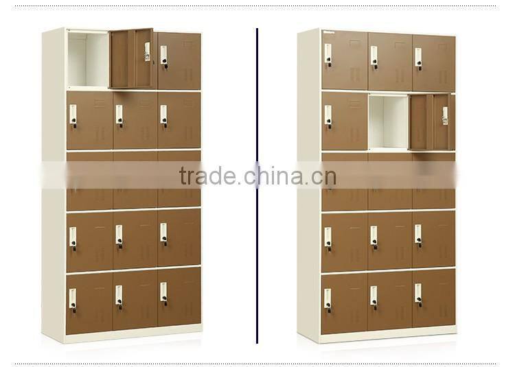 15 door stainless steel wardrobe multi-door clothes cabinet locker with 5 layers