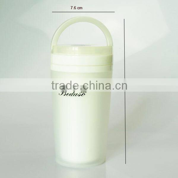 300ml plastic PP tumbler with frosted outside and coloured inner and lid