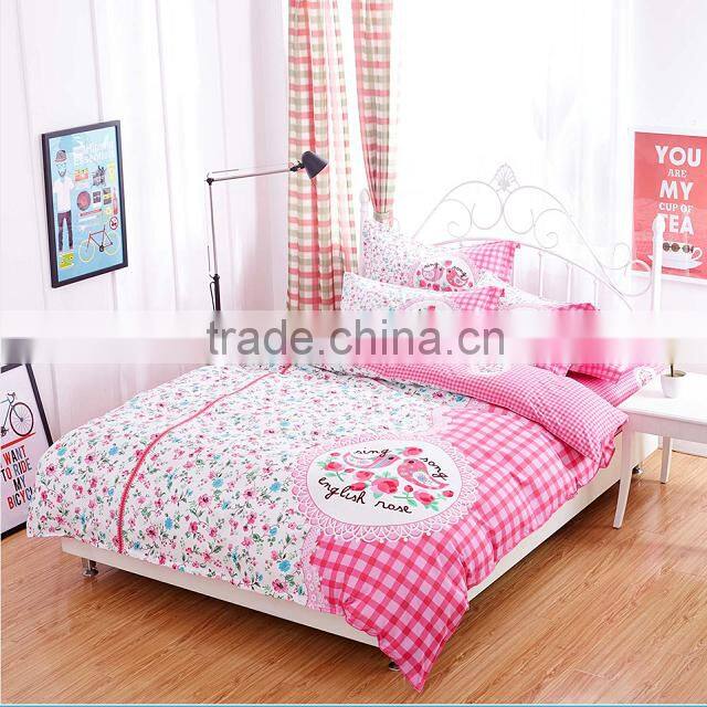 cotton nice quality bed set small floweral bed spread cover set Korea style bed set