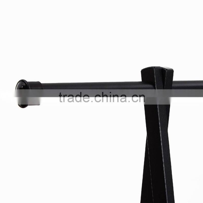 Black Metal Coat Hat Rack 2-tier Garment Drying Rack Clothes Shoe Organizer