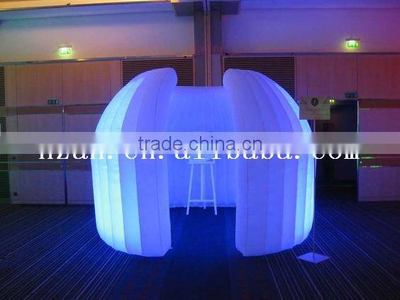 Inflatable Structure The inflatable office pod with coloured lighting