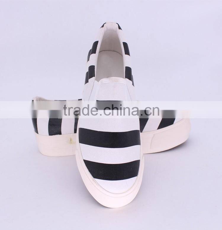 striped printed upper rubber sole platform slip on women sneakers cheap casual canvas shoes 2016, shoes women ladies