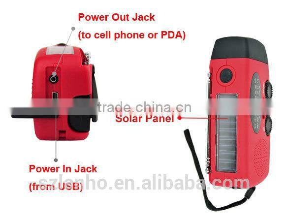 Portable Solar Power Hand Crank AM/FM Dynamo Radio+ LED Flashlight+Phone Charger