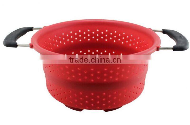 FDA&LFGB Silicone kitchenware collapsible silicone colander strainer silicone food steamer