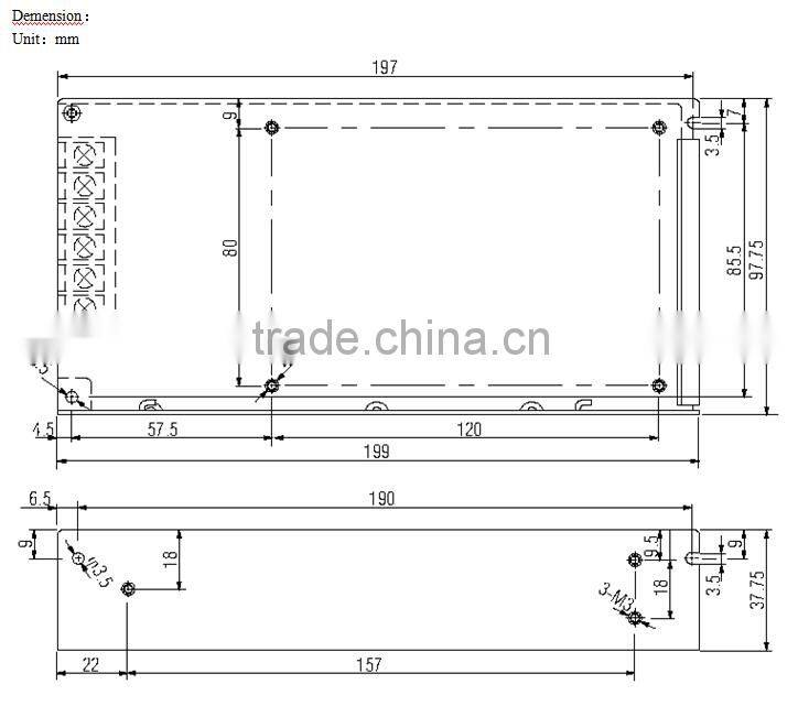 Input 48V Single Output 12V 12.5A DC/DC power supply for electrical equipment