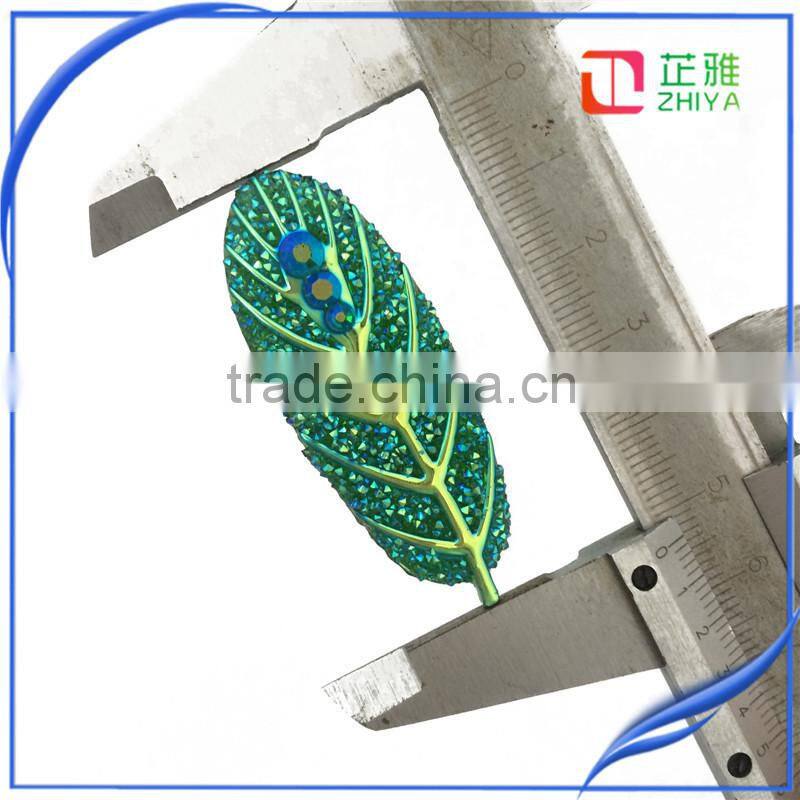 Leaves Shape Stone Rhinestone Accessories ,Resin Cabochon Gemstone ,Garment Gemstone,can make 2holes