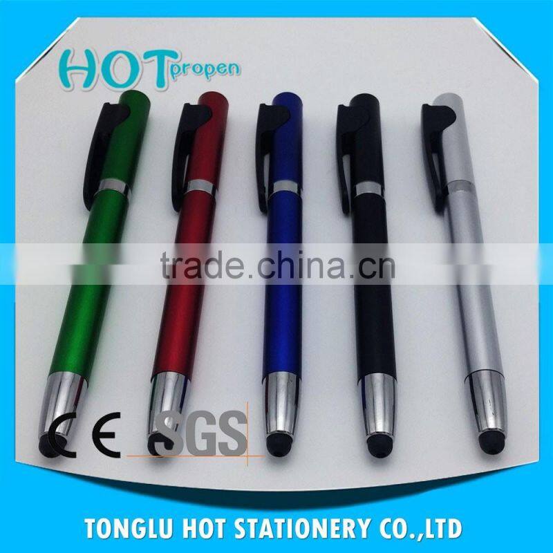 spray paint colored barrel, wide chrome ring with black big clip,twist touch pen