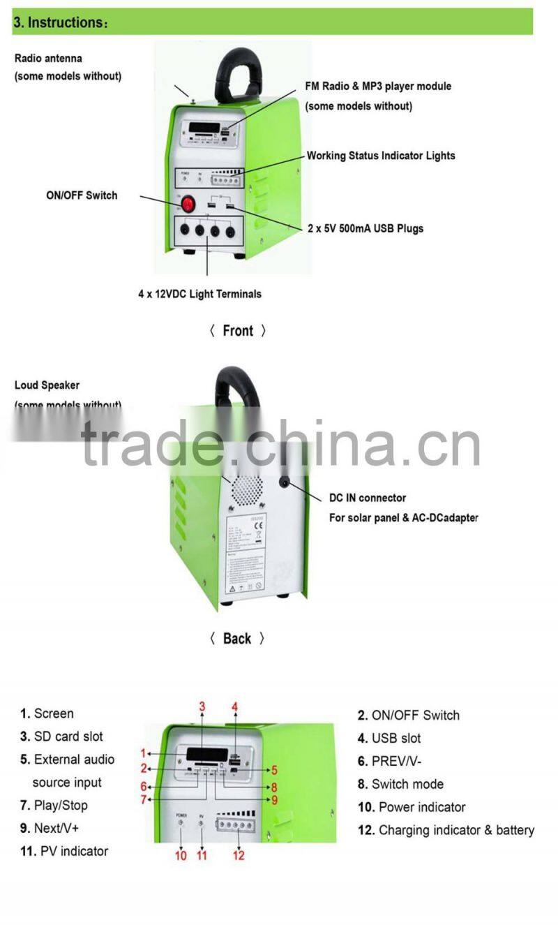 18V 10W 12AH Portable Solar Power System