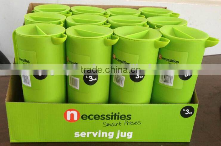 1.5L plastic Serving jug Water jug Water pitcher (Green 375C) in display box packing #TG1009EG